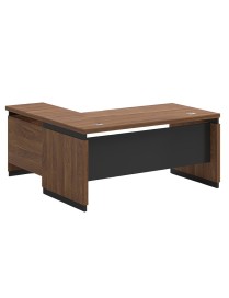 Γραφείο επαγγελματικό αναστρέψιμο Oscar pakoworld καρυδί-ανθρακί 180x170x76εκ