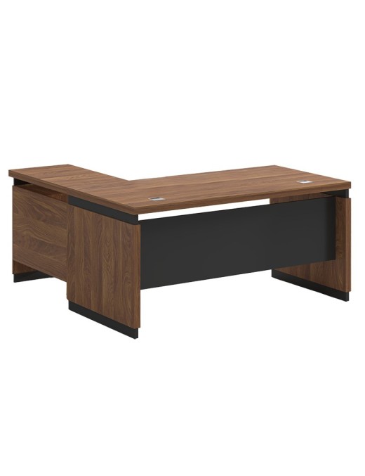 Γραφείο επαγγελματικό αναστρέψιμο Oscar pakoworld καρυδί-ανθρακί 180x170x76εκ