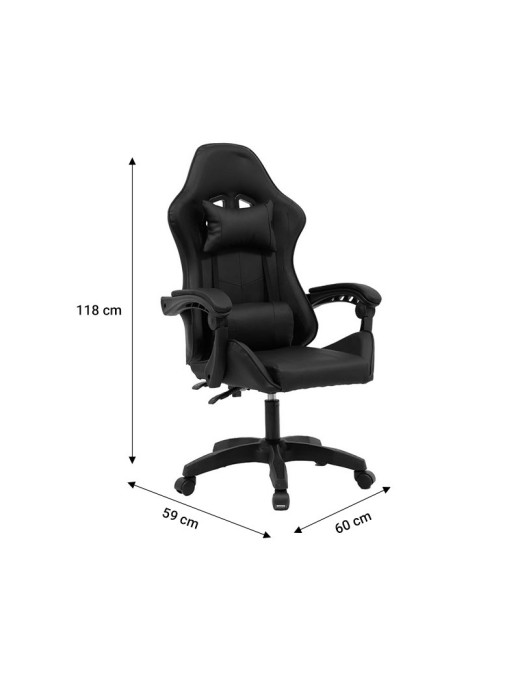 Καρέκλα γραφείου gaming William pakoworld PU μαύρο-μπλε