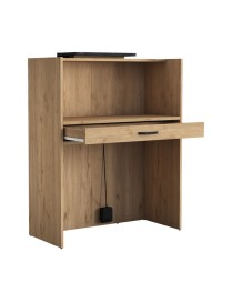 Γραφείο reception Zowel pakoworld μελαμίνης φυσικό-μαύρο μαρμάρου 90x40x110εκ