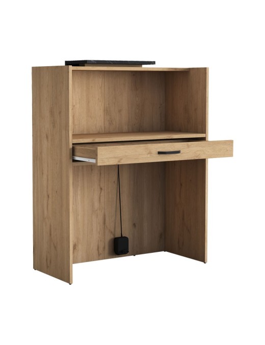 Γραφείο reception Zowel pakoworld μελαμίνης φυσικό-μαύρο μαρμάρου 90x40x110εκ