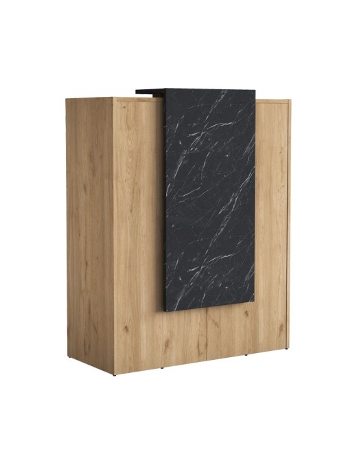 Γραφείο reception Zowel pakoworld μελαμίνης φυσικό-μαύρο μαρμάρου 90x40x110εκ