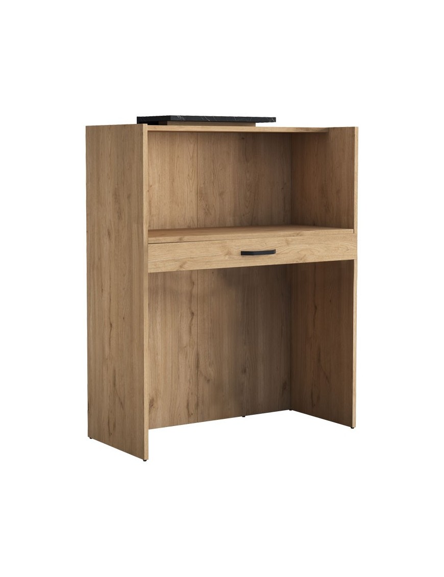 Γραφείο reception Zowel pakoworld μελαμίνης φυσικό-μαύρο μαρμάρου 90x40x110εκ