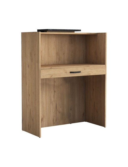 Γραφείο reception Zowel pakoworld μελαμίνης φυσικό-μαύρο μαρμάρου 90x40x110εκ