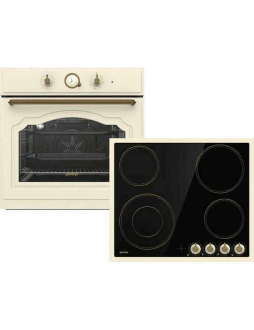 Gorenje BOS67372CLI + EC642CLI Φούρνος άνω Πάγκου 77lt με Κεραμικές Εστίες Π59.5εκ. Μπεζ