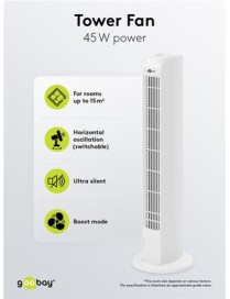 GOOBAY ανεμιστήρας πύργος 45283, 3 επίπεδα ταχύτητας, 77.5cm, 45W, λευκό